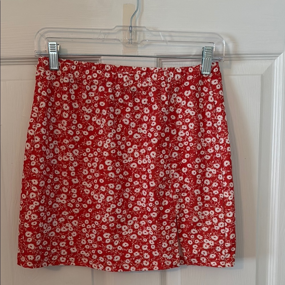 SHEIN Orange and White Mini Pencil Skirt Casual